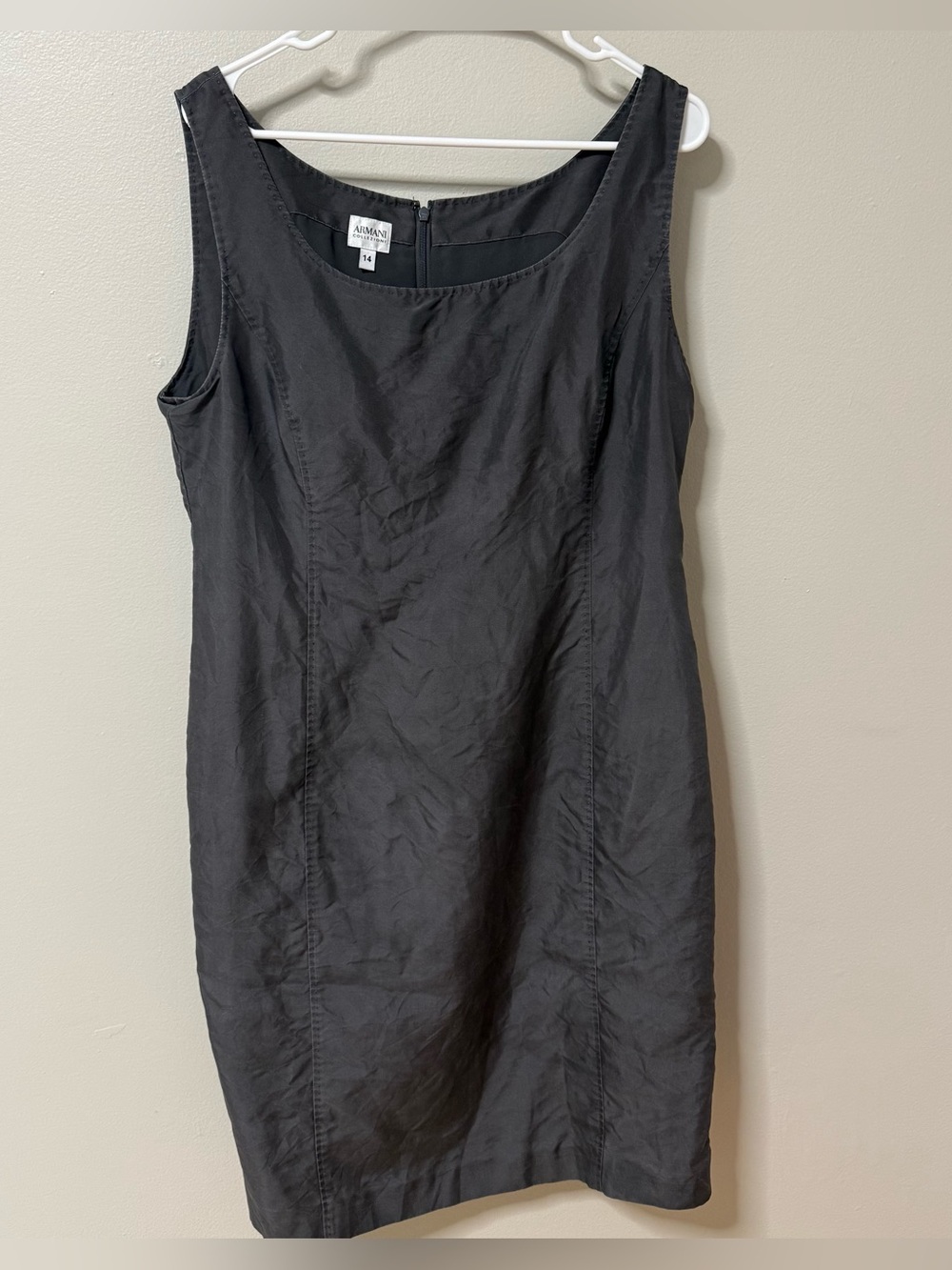 Armani Collezioni Sleeveless Sheath Dress Career Grey  sz 14